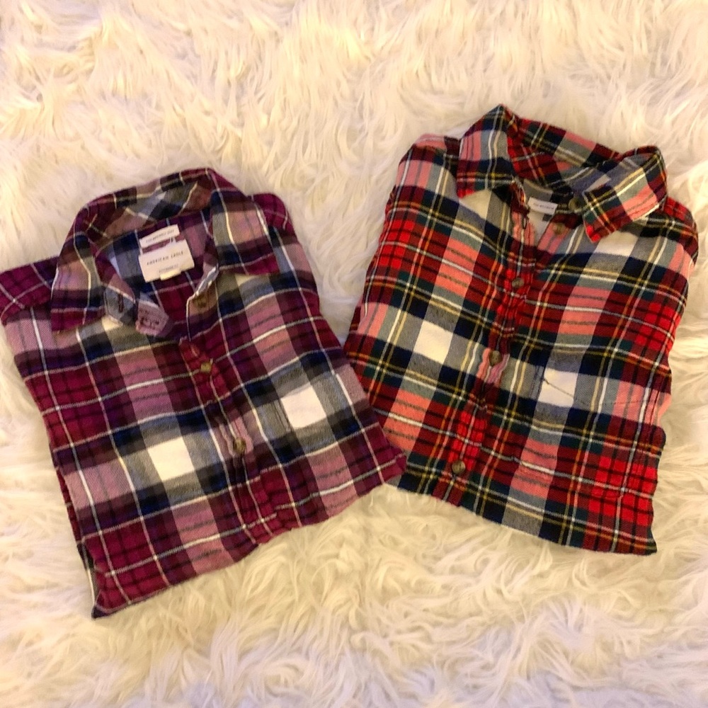 Womens 2 American Eagle ahh-mazingly soft Flannel boyfriend fit sz XS